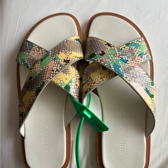 Jimmy Choo PALMO Sunrise Mix Rainbow Elaphe Sandals NWT EU 40.5 / US 9.5 - Picture 5 of 6